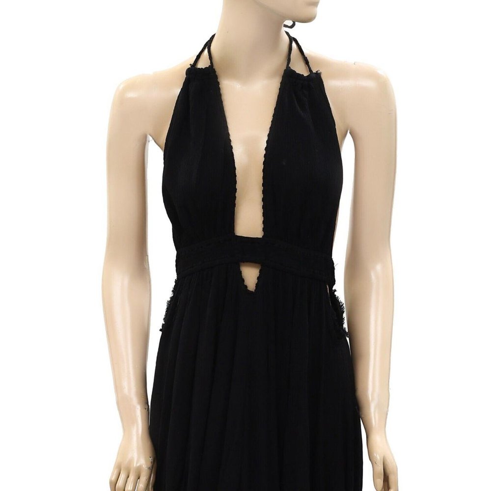 Free People Black Halter Maxi Dress with High Slit - Picture 7 of 11